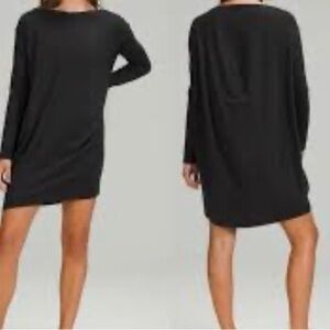 Lululemon Back in Action Black Long Sleeve Dress